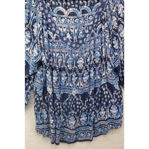 Bila 3/4 Balloon Sleeve Gauzy Top-Size XL-Boho-Hippie - Picture 2 of 10